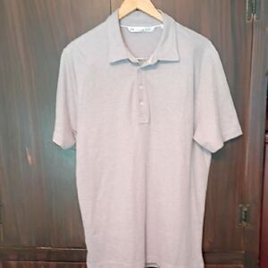 Travis Mathew Silver Gray Short-Sleeve Polo Large Pima Cotton Blend Made In Peru